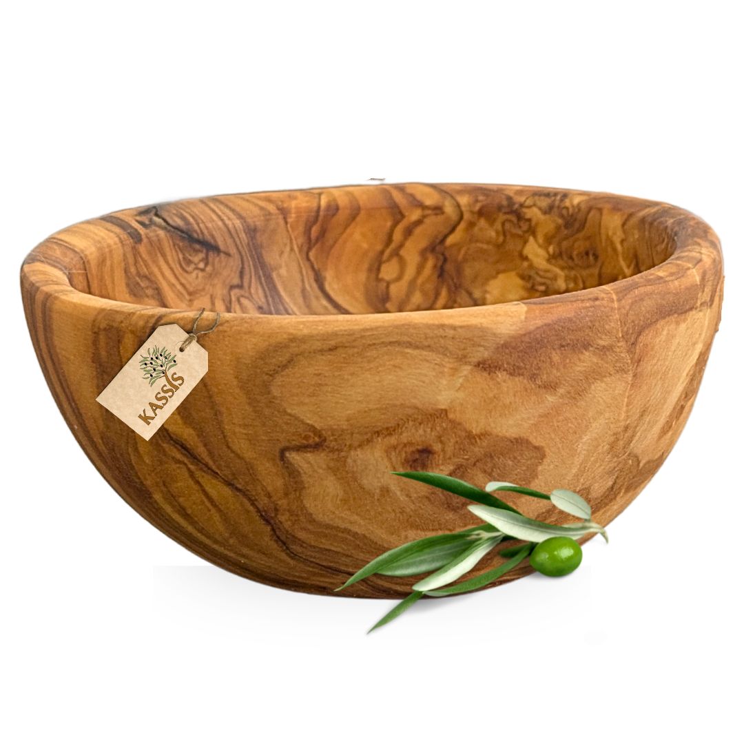 Schale aus Olivenholz Ø 12 cm | Handgefertigte Holzschale zum Servieren & Dekorieren-0
