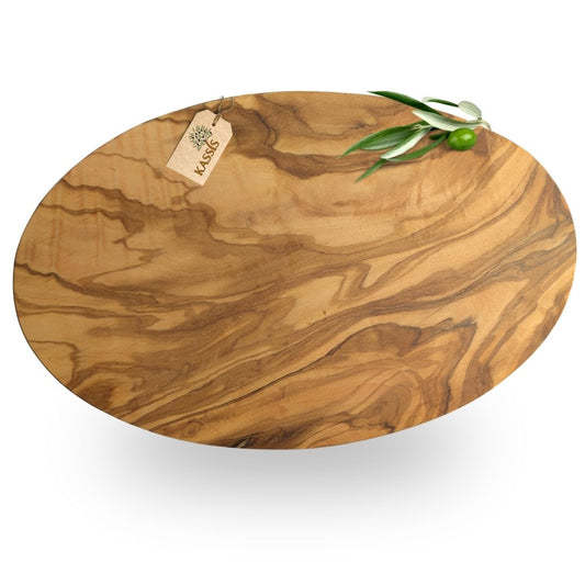 Servierbrett aus Olivenholz oval (27 × 17 cm) | Massives Schneidebrett & Frühstücksbrett-0