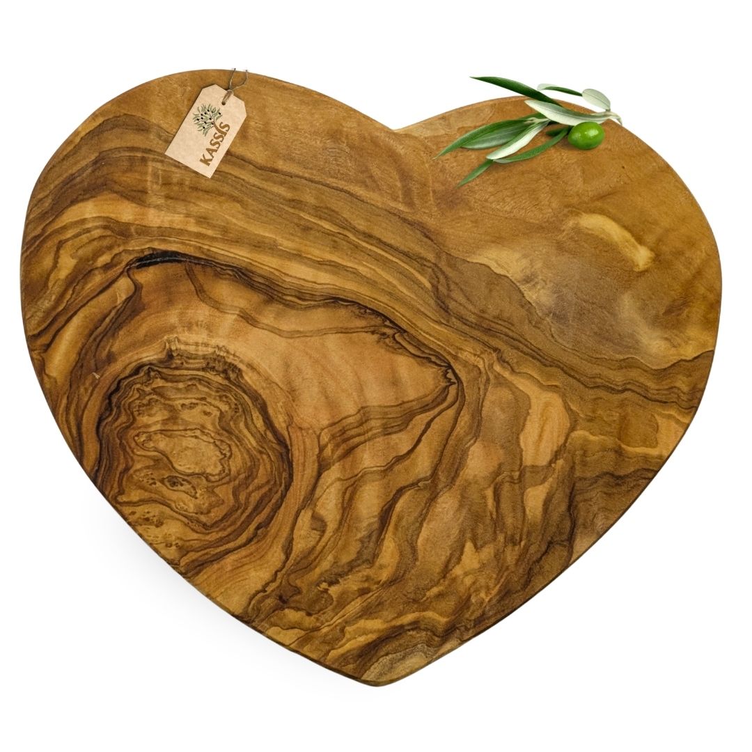 Servierbrett Herz aus Olivenholz, 22 × 19 cm