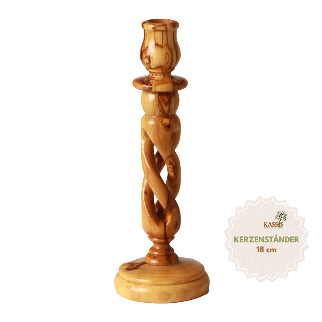 Olivenholz Kerzenständer modern 18 cm-0