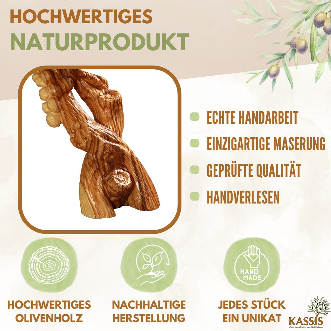 Weinflaschenhalter „Weinrebe“ aus Olivenholz