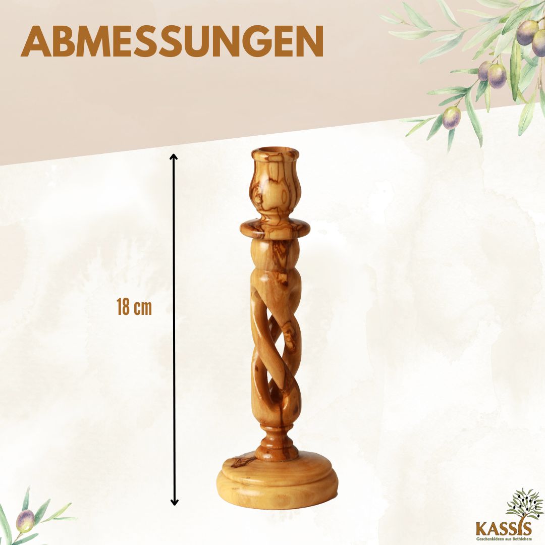 Olivenholz Kerzenständer modern 18 cm-3