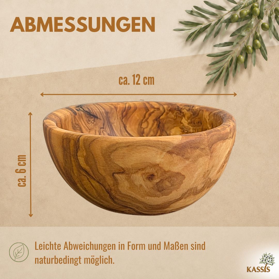 Schale aus Olivenholz Ø 12 cm | Handgefertigte Holzschale zum Servieren & Dekorieren-2