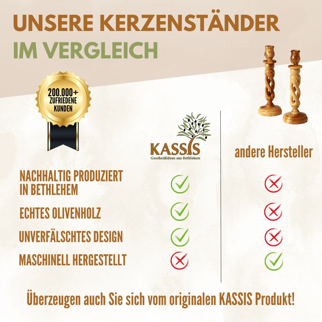 Olivenholz Kerzenständer modern 18 cm-4