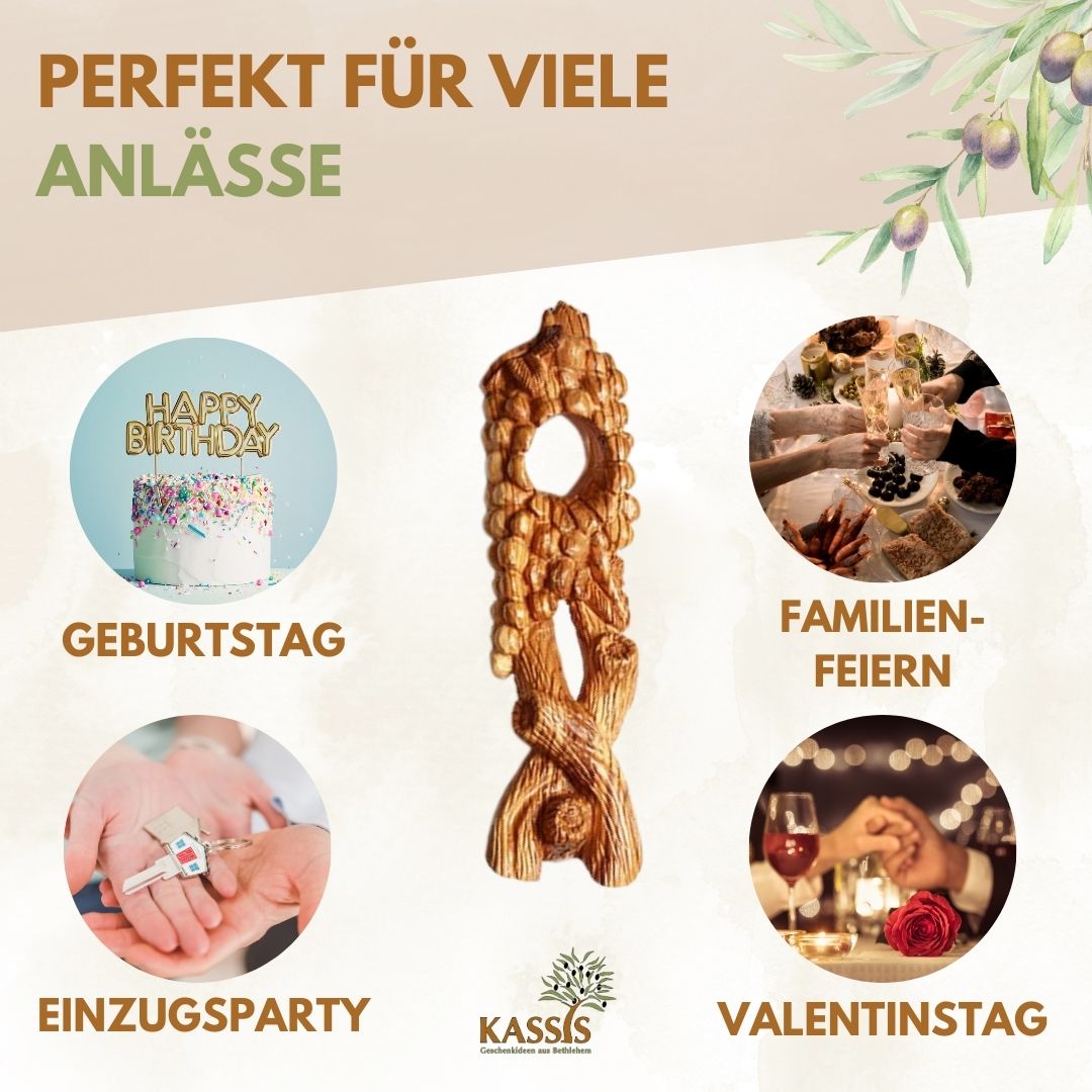 Weinflaschenhalter „Weinrebe“ aus Olivenholz