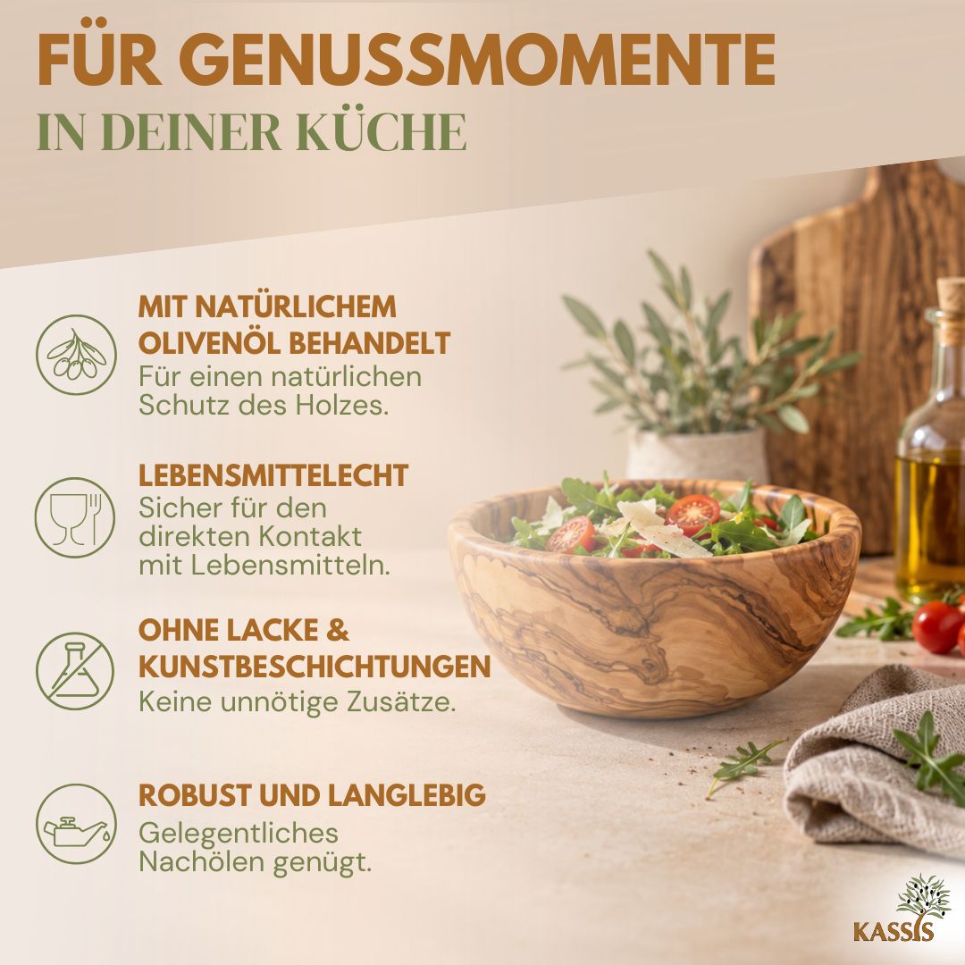 Schale aus Olivenholz Ø 12 cm | Handgefertigte Holzschale zum Servieren & Dekorieren-4
