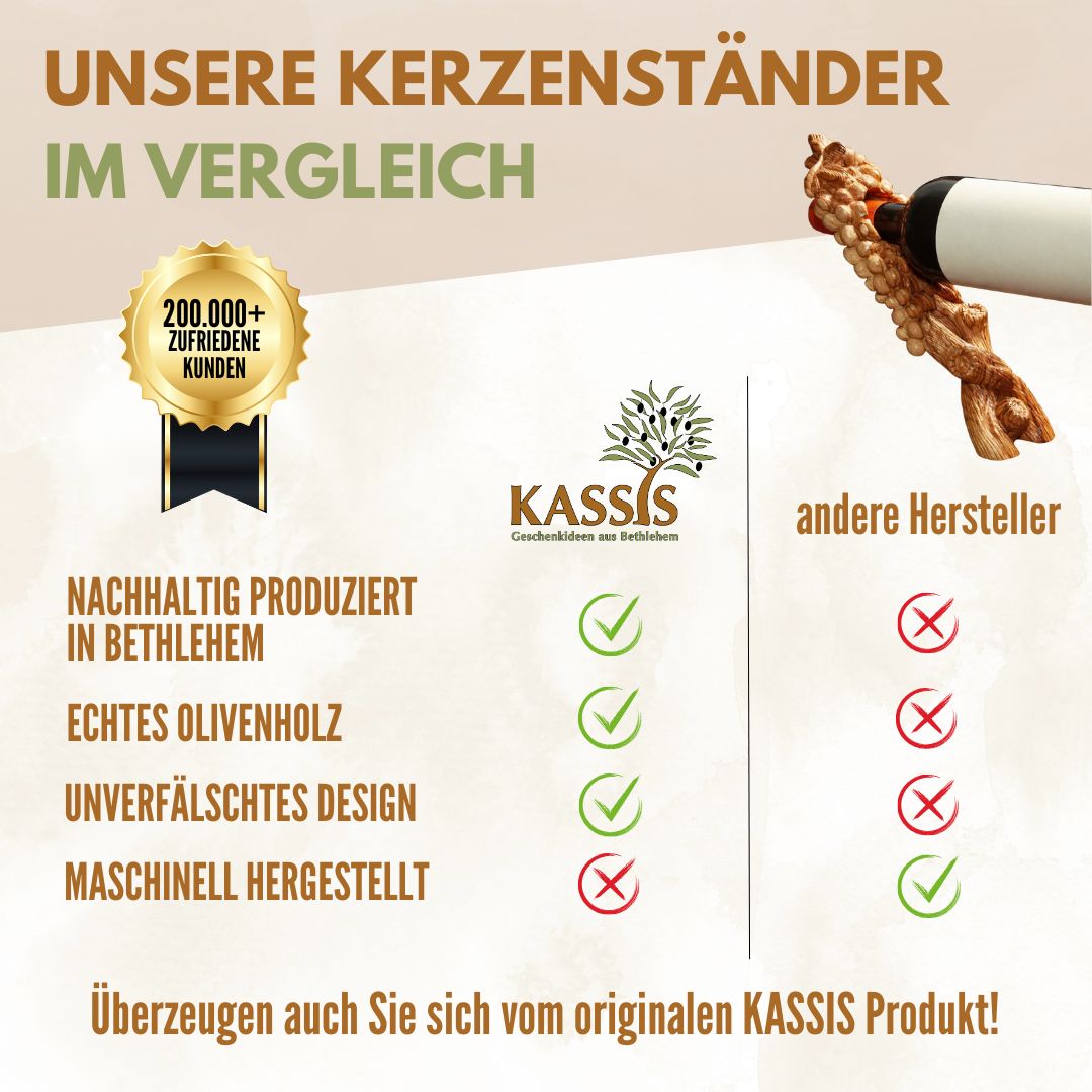 Weinflaschenhalter „Weinrebe“ aus Olivenholz